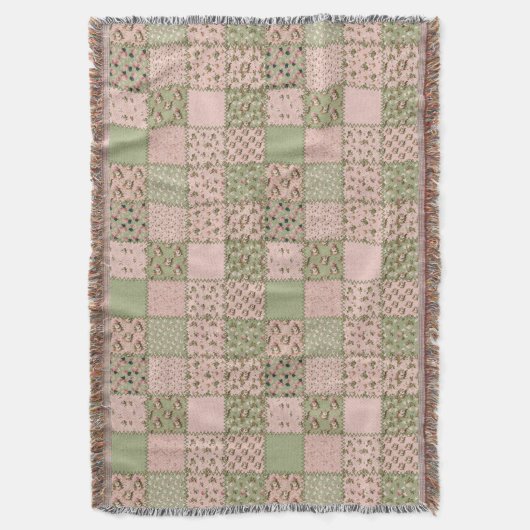 Roze en groen patchwork-ontwerp deken (Voorkant Verticaal)