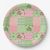 Roze en groen patchwork Quilt Pattern Papieren Bordje (Voorkant)