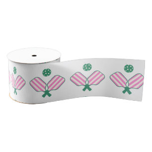 Roze en Groen Pickleball Grosgrain Lint