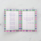 Roze en Groen Plaid Memorial Kaart met Foto (Binnen)