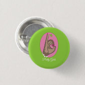  roze en groen ronde button 3,2 cm (Voorkant /achterkant)