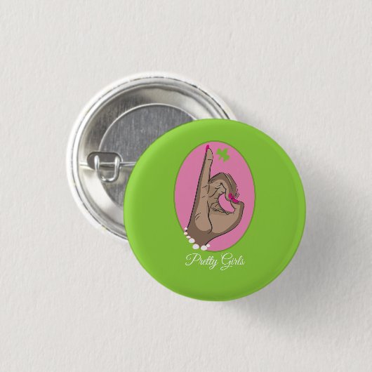  roze en groen ronde button 3,2 cm (Voorkant /achterkant)