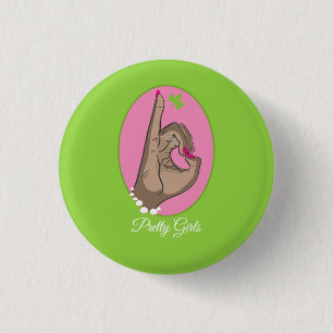 roze en groen ronde button 3,2 cm