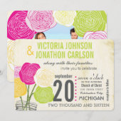 Roze en groen Roos Uw foto Typografie Kaart (Voorkant / Achterkant)
