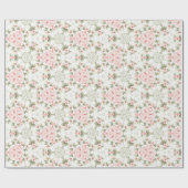 Roze en Groen Rozen bloemblaadjes Leuk All-over pa Cadeaupapier (Vlak)