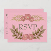 Roze en Groen RSVP Uitnodiging Briefkaart (Voorkant / Achterkant)