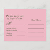 Roze en Groen RSVP Uitnodiging Briefkaart (Achterkant)