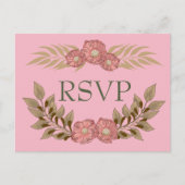 Roze en Groen RSVP Uitnodiging Briefkaart (Voorkant)
