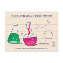 Roze en groen Save the Date Chemistry Briefkaarten
