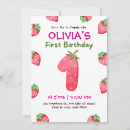 Roze en groen speelse eerste verjaardag kaart