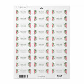 Roze en Groen Tropische Bloemen Retouradres Etiket (Full Sheet)