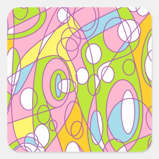 Roze en groen vierkante sticker (Voorkant)