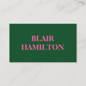 Roze en groen visitekaartje (Voorkant)