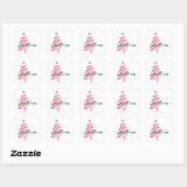 Roze en Groen Vrolijk Kerstfeest Vierkante Sticker (Vel)