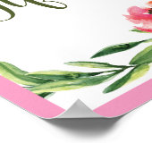 Roze en groen waterverf bloemstuk geschenkbord poster (Hoek)
