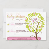 Roze en Groen Whimsical Baby shower Invitation Kaart (Voorkant)