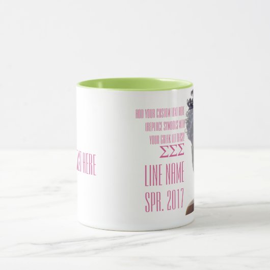 Roze en Groene Aangepaste Griekse Sorrooriteitenca Mok (Midden)