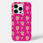 Roze en groene aardbeien en strikken Case-Mate iPhone case (Achterkant)