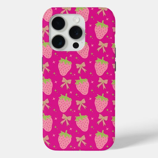Roze en groene aardbeien en strikken Case-Mate iPhone case (Achterkant)