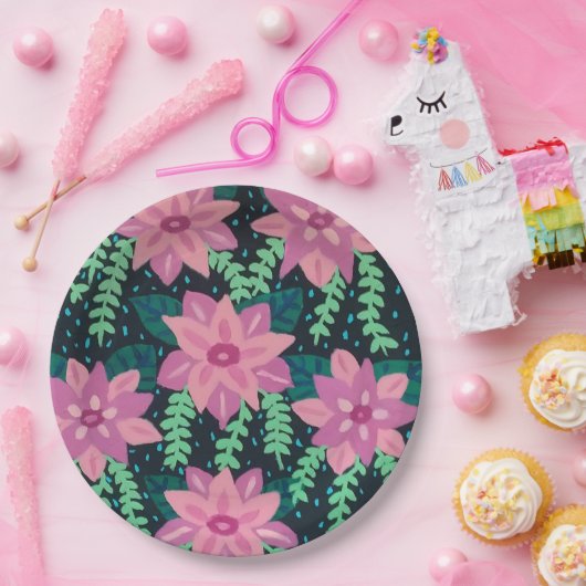 Roze en groene Abstracte afdruk Papieren Bordje (Feest)