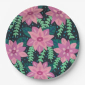 Roze en groene Abstracte afdruk Papieren Bordje (Voorkant)