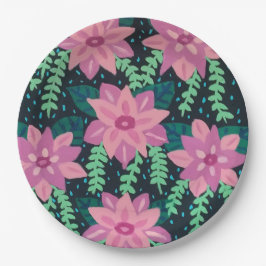 Roze en groene Abstracte afdruk Papieren Bordje