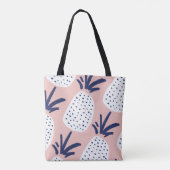 Roze en groene Abstracte ananas- en cactus-patroon Tote Bag (Achterkant)