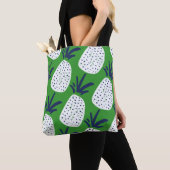 Roze en groene Abstracte ananas- en cactus-patroon Tote Bag (Dichtbij)