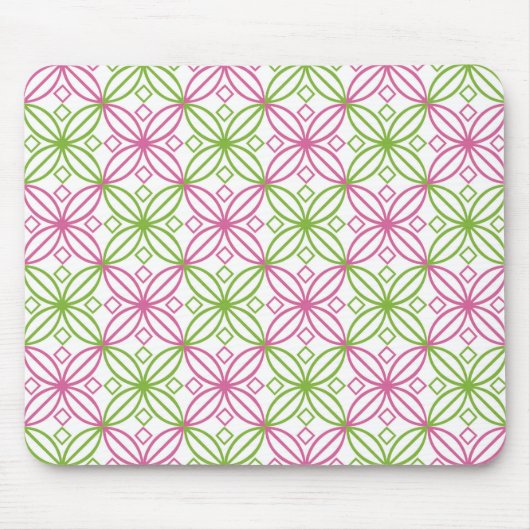 Roze en groene abstracte cirkels muismat (Voorkant)
