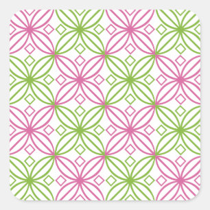 Roze en groene abstracte cirkels vierkante sticker