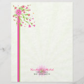 Roze en groene Abstracte Floral Design-Light 2 Briefhoofd Ontwerp (Voorkant)