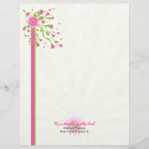Roze en groene Abstracte Floral Design-Light 2 Briefhoofd Ontwerp