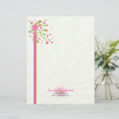 Roze en groene Abstracte Floral Design-Light 2 Briefhoofd Ontwerp (Staand voorkant)