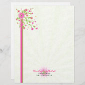 Roze en groene Abstracte Floral Design-Light 2 Briefhoofd Ontwerp (Voorkant / Achterkant)