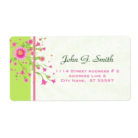 Roze en groene Abstracte Floral Design-Light 2 Etiket (Voorkant)