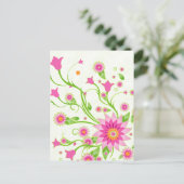 Roze en groene Abstracte Floral Design-Light Briefkaart (Staand voorkant)