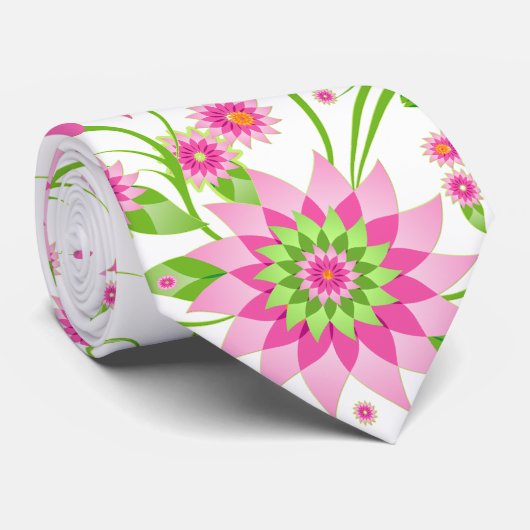 Roze en groene Abstracte Floral Design-Light Stropdas (Opgerold)