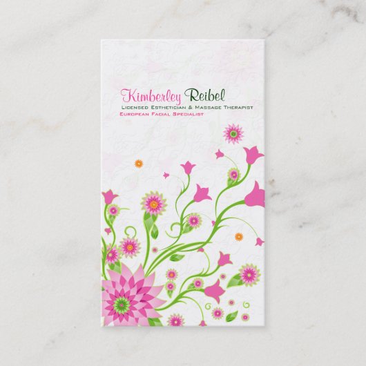 Roze en groene Abstracte Floral Design-Light Visitekaartje (Voorkant)