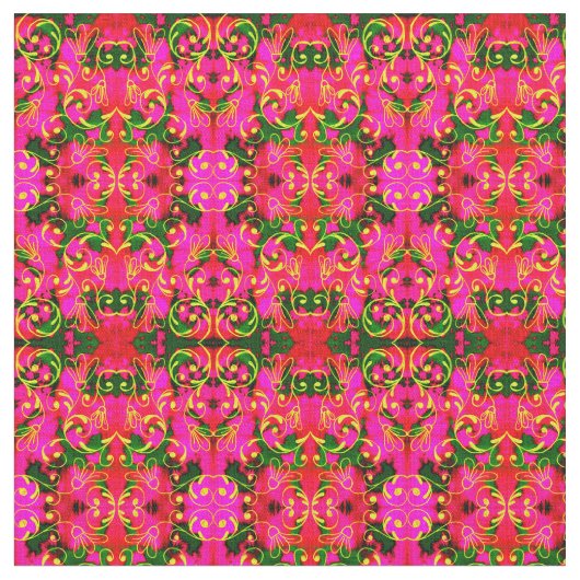 Roze en groene Abstracte Floral Pattern Stof (Close Up)