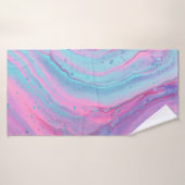 Roze en groene abstracte kunst badhanddoek (Badhanddoek)