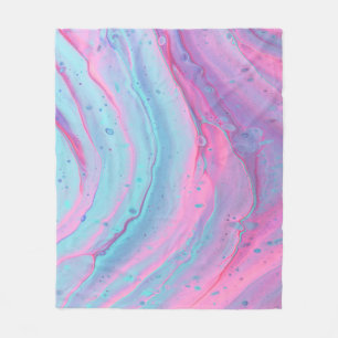Roze en groene abstracte kunst fleece deken