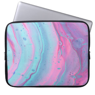 Roze en groene abstracte kunst laptop sleeve