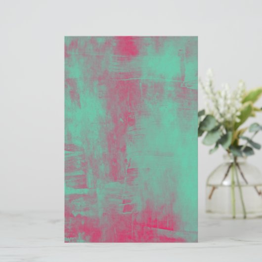 Roze en groene Abstracte scrapbook Briefpapier (Staand voorkant)