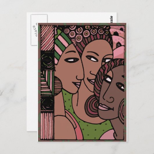 Roze en groene Afrikaanse Amerikaanse vrouwen Briefkaart (Voorkant / Achterkant)
