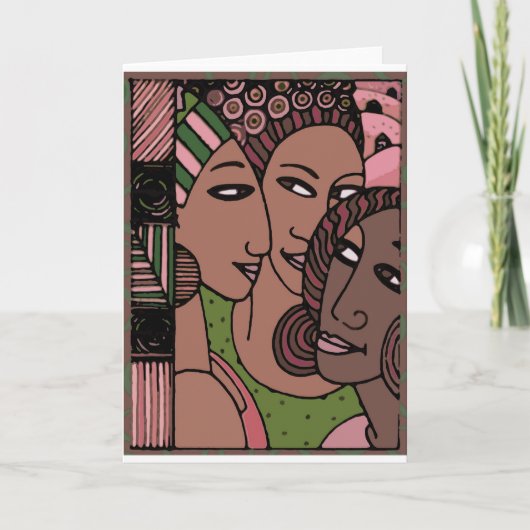Roze en groene Afrikaanse Amerikaanse vrouwen Kaart (Voorkant)