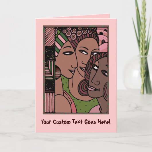 Roze en groene Afrikaanse Amerikaanse vrouwen Kaart (Voorkant)