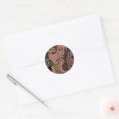 Roze en groene Afrikaanse Amerikaanse vrouwen Ronde Sticker (Envelop)