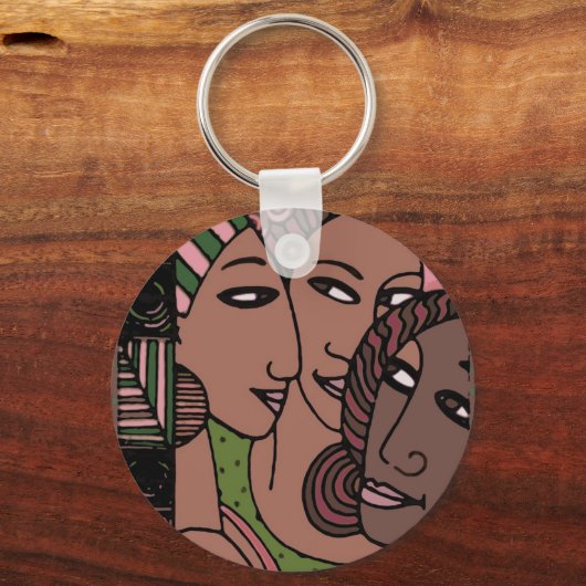 Roze en groene Afrikaanse Amerikaanse vrouwen Sleutelhanger (Achterkant)