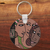 Roze en groene Afrikaanse Amerikaanse vrouwen Sleutelhanger (Voorkant)