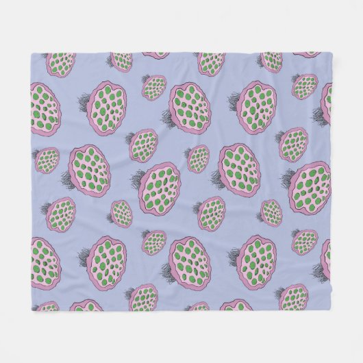 Roze en Groene Alien Kwallen Bloem Fleece Deken (Voorkant (Horizontaal))